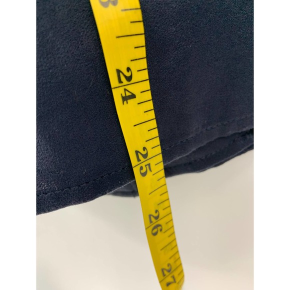 Something Navy Night Blue Draped Front V Neck Long Sleeve Wrap Blouse Size M - Picture 8 of 8